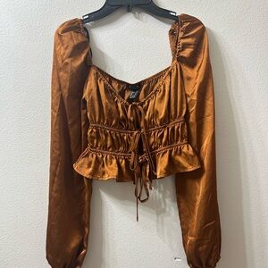 Forever 21 Women’s Brown Long Sleeve Blouse, Size Small